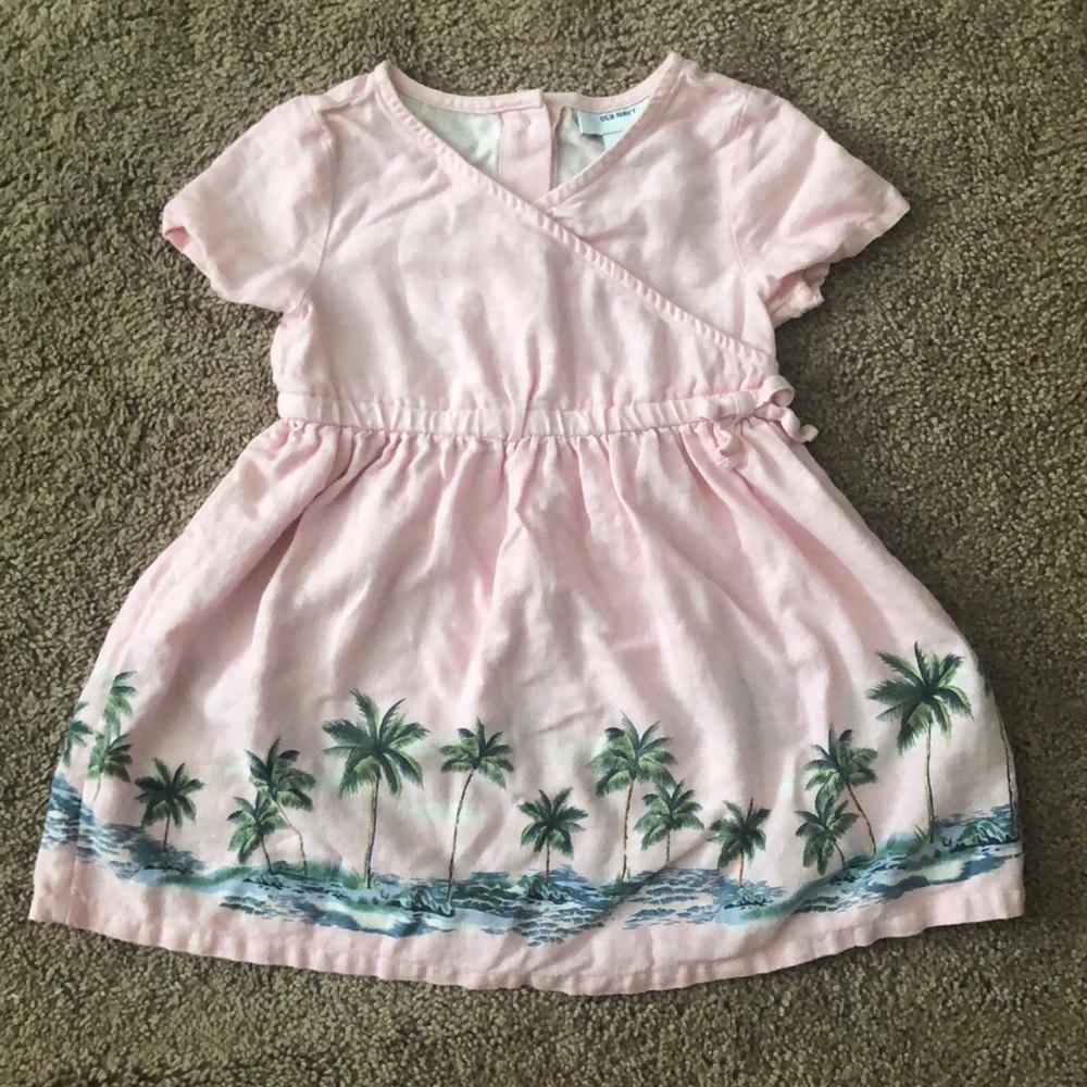 Toddler girl dress with palm tree print